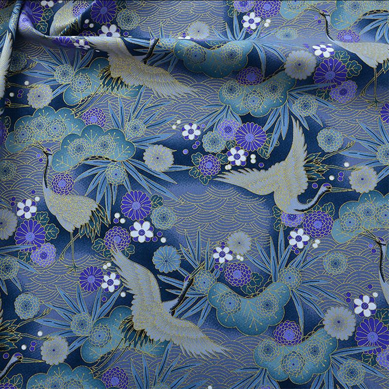 Breiter 140cm Baumwoll-Japanischer Stil Bronzefarbener Jacquard-Satin-Stoff für Cheongsam Kimono Nähen DIY Tasche Handgefertigter Patchwork-Stoff