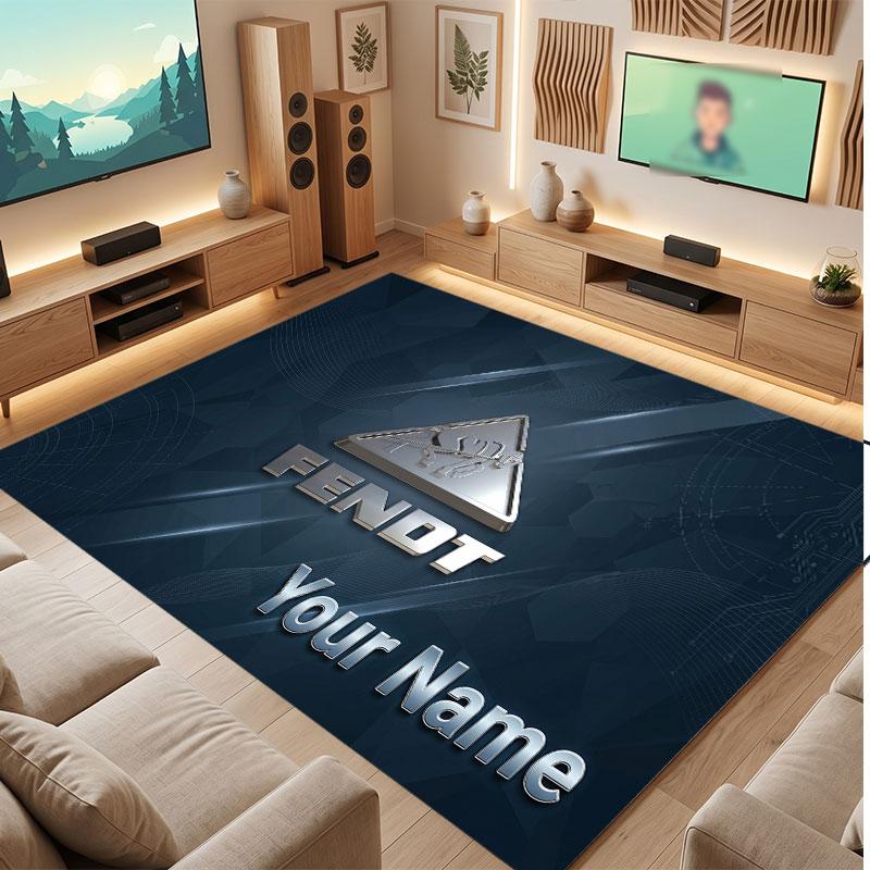 Tappeto in Cristallo Vellutato Personalizzato Fendt, Tappeto Morbido Antiscivolo con Testo Nome Personalizzato per Soggiorno Camera da Letto