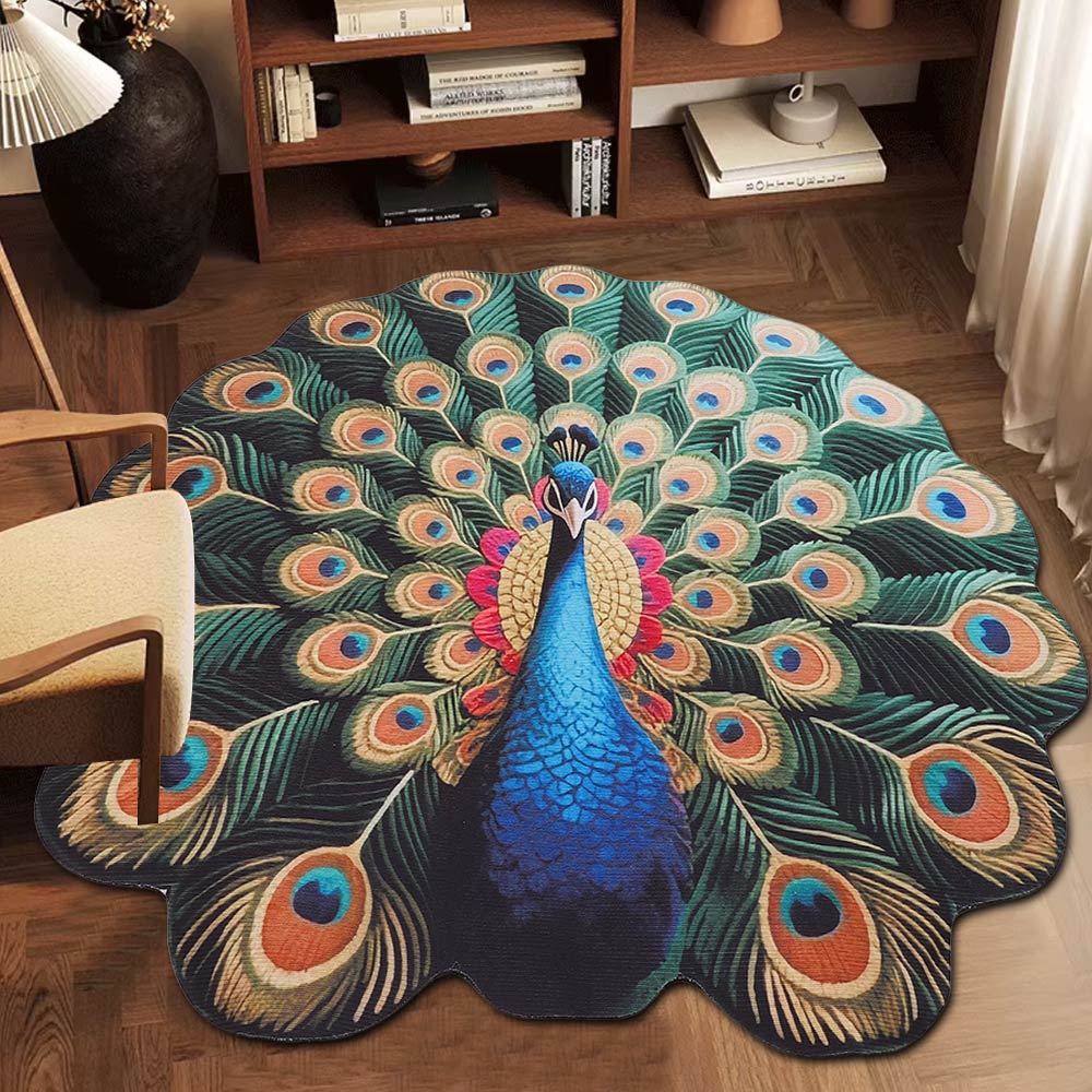 Non-slip Peacock Mat Special-shaped Door Gasket Peacock Carpet  for Living Room Tea Table Bedside