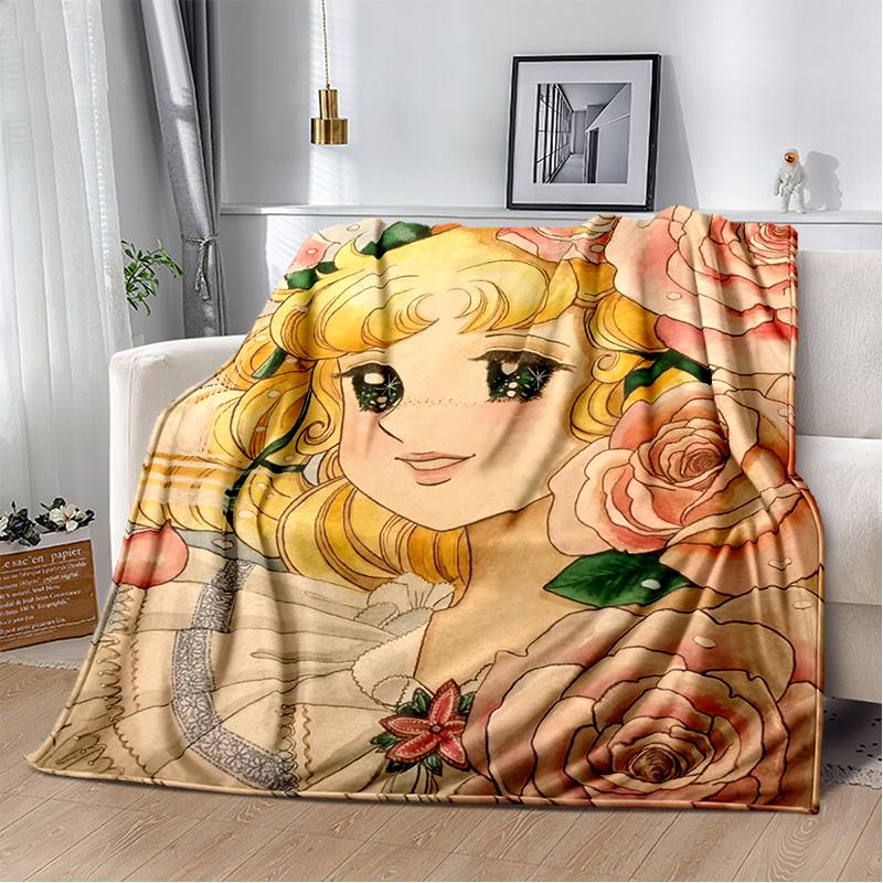 Candy Candy 29 Styl Nowy Retro Kreskówkowa Dziewczyna Anime Miękki Pluszowy Koc, Flanelowy Koc Narzuta do Salonu Sypialni Sofa Prezent dla Dziecka