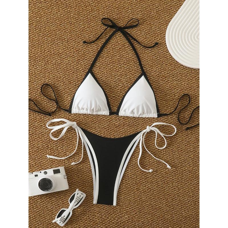

Sexy Contrast Color Separates Micro Bikini 2026 Women s Swimsuit Female Swimwear Mini Thong Bikinis Set Two-piece Bathing Suit L