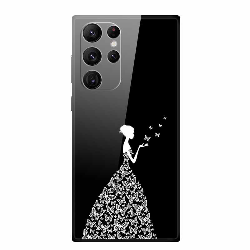 Gehärtetes Glas Case Für Samsung Galaxy S25 Ultra Case S 25 Ultra Hartes Rückseiten Cover Weicher Stoßfänger Für Samsung S23 S22 S24 Ultra Case