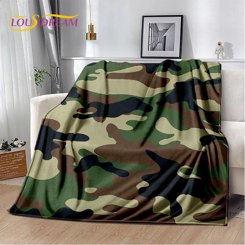 2025 Colorful Camo Green Camouflage Soft Blanket,Soft Throw Blanket for Home Bedroom Bed Sofa Picnic Travel Cover Child Gift
