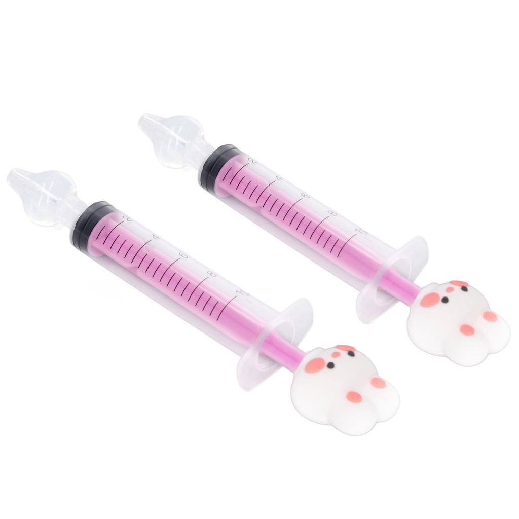2pcs Baby Nasal Irrigator Cartoon Shaped Syringe Type Silicone Infant Nose Cleaner Rinsing Device