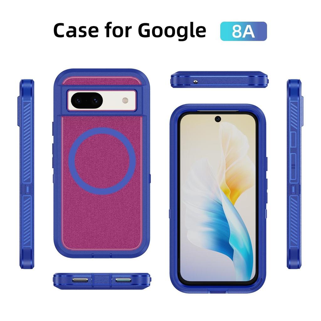 For Google Pixel 8a Case Matte TPU+PC Back Drop-proof Phone Cover Compatible with MagSafe