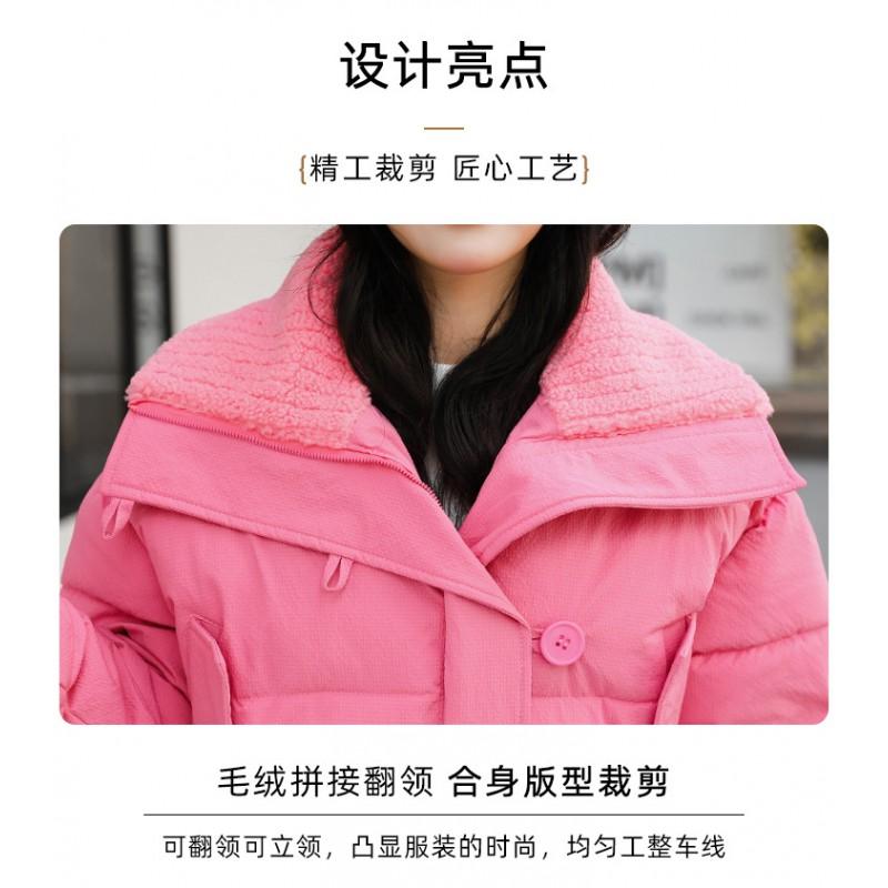 Womens Short Puffer Coat With Oversized Lapel Warm Thick Cotton Jacket Winter Casual Wear