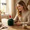 Decorative Apple Storage Bags Christmas Drawstring Gift with Santa Hat, Reusable Velvet Xmas Goodie Sacks, Festive Eve Treat Pouches Candy Pouch