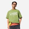 Li Ning Sports Lifestyle Series Striped Letter Round Neck Breathable Versatile Short Sleeve T-Shirt Men Tops Grasshopper-Green AHSV281-9