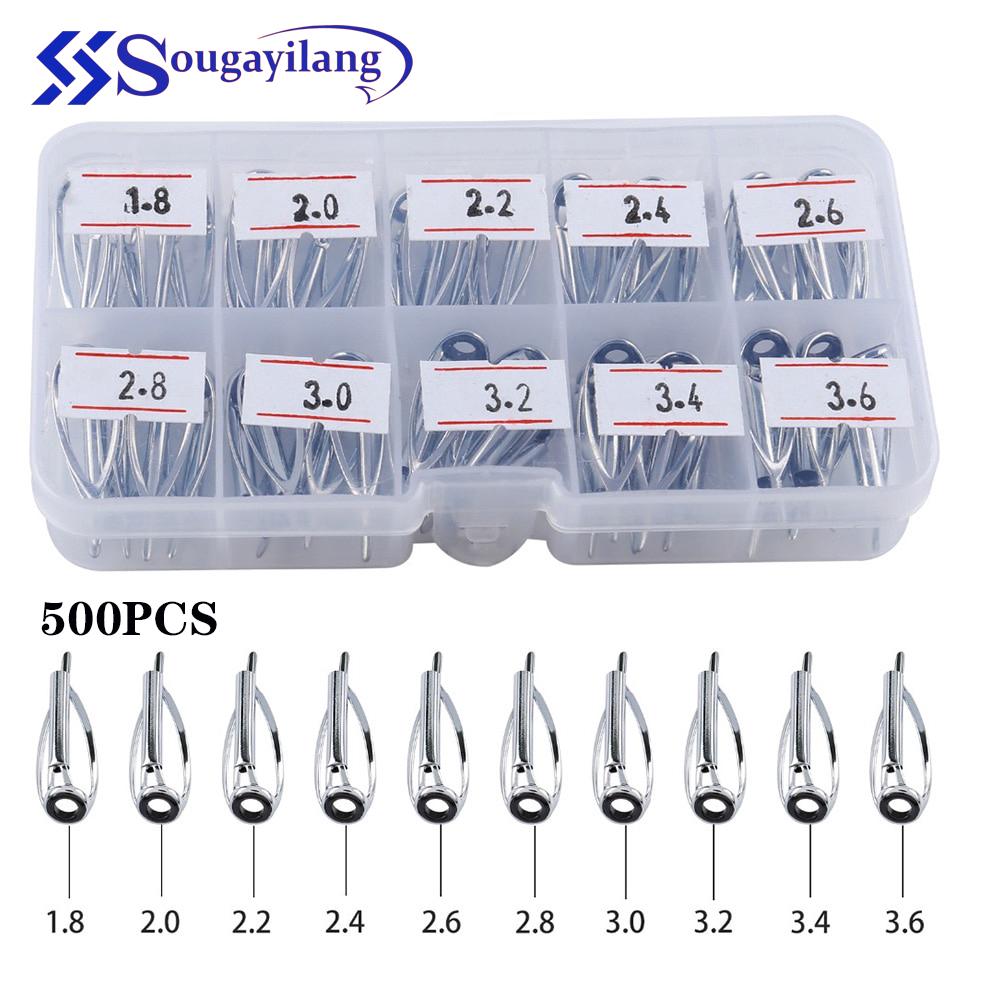 

Sougayilang 50 шт., верхние кольца для удочки, керамический набор направляющих из нержавеющей стали, аксессуары для глаз