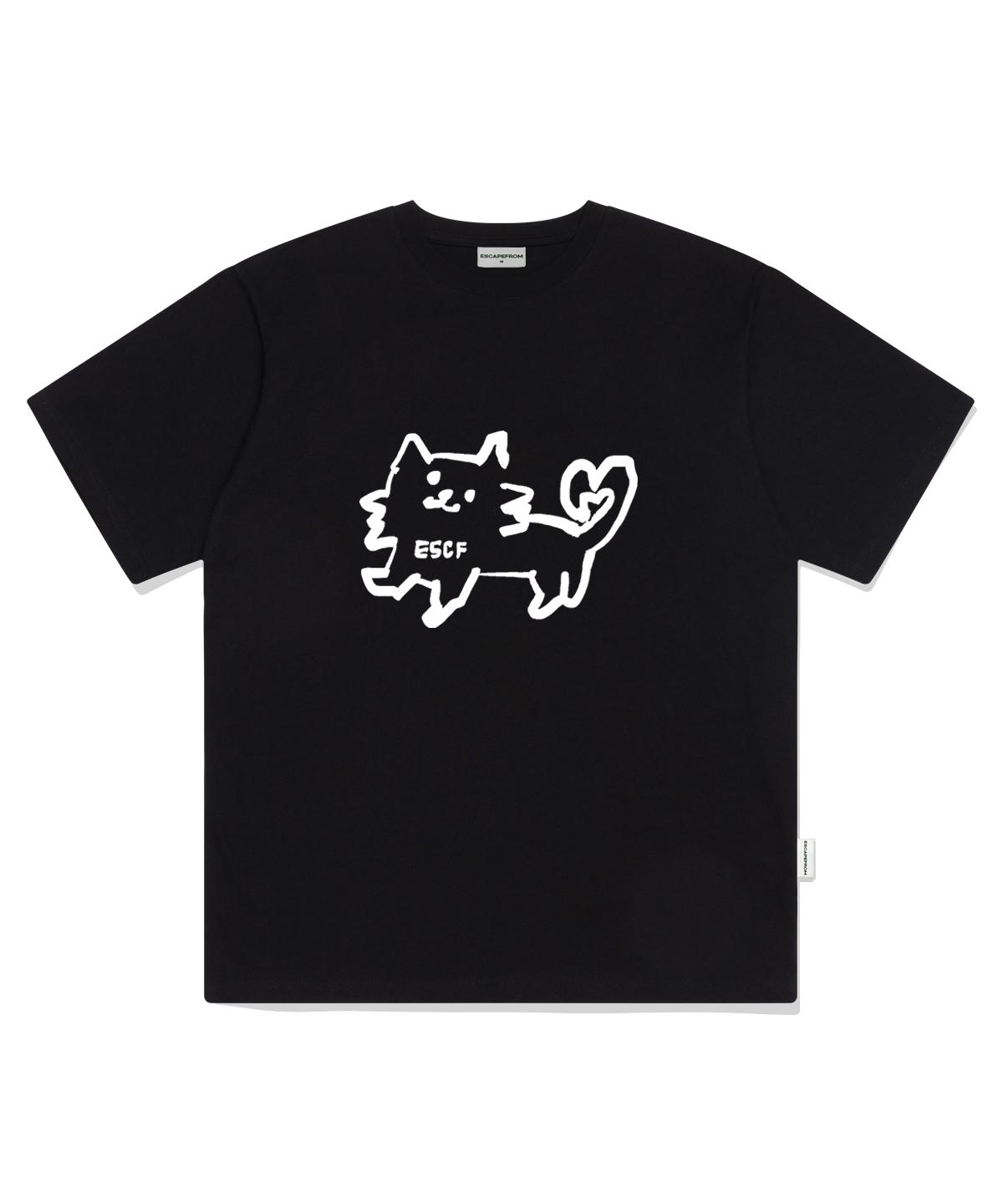 Escape From Love Escape Cat Print Oversized Short Sleeve T-Shirt Black S