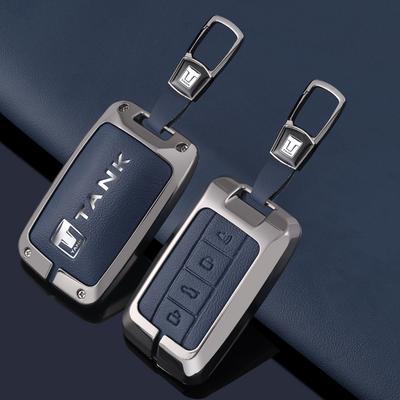 Zinc Alloy Leather Car Remote Key Case Cover Shell Fob for Great Wall GWM WEY TANK 300 500 Tank300 Tank500 Keychain Accessories