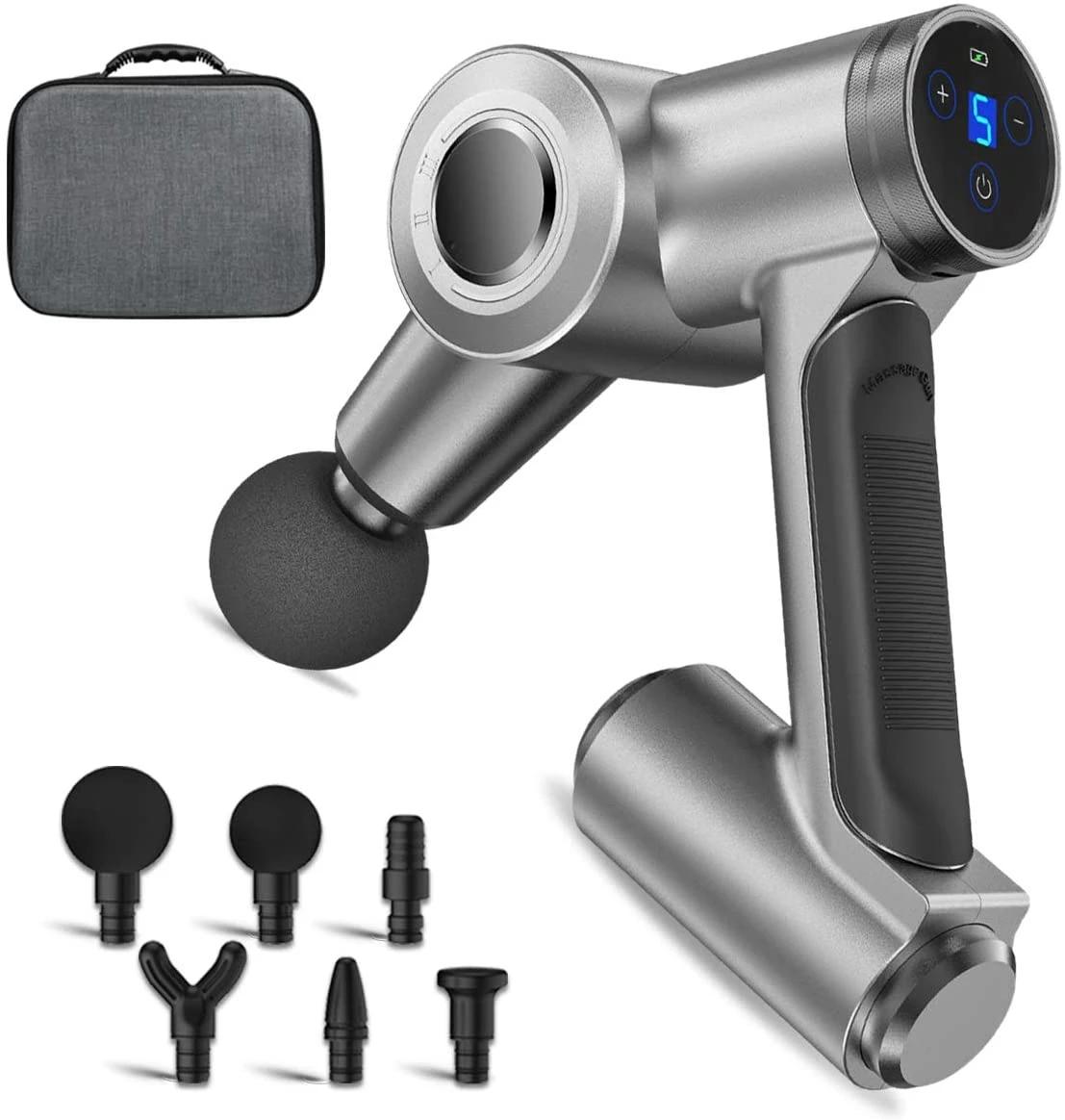 

Portable Muscle Vibration Booster Therapy Gun Massager Brushless Motor Percussion Deep Tissue Muscle Massage Gun With Screen