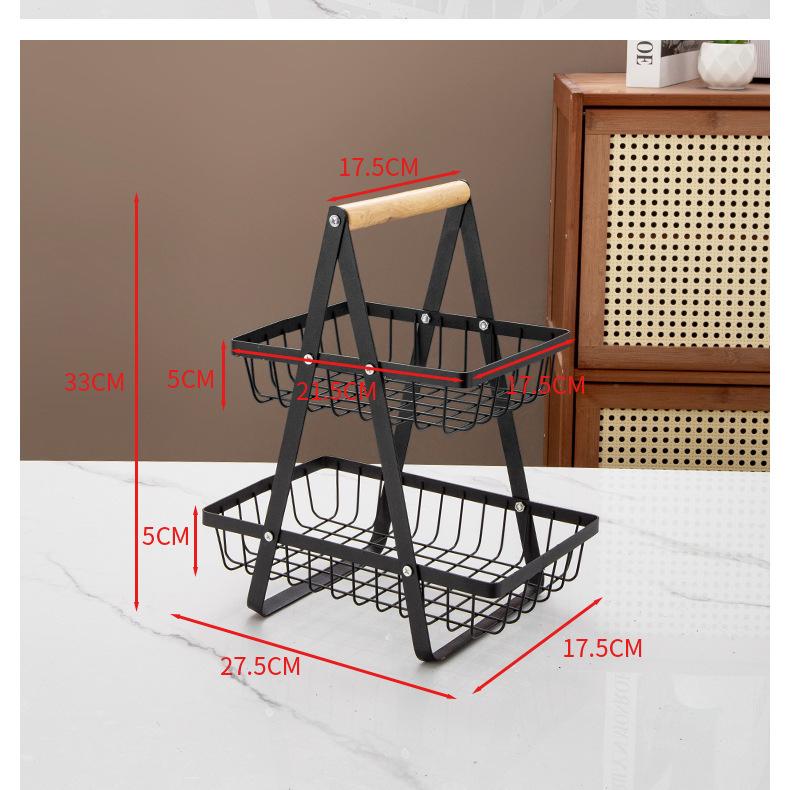 No Assembly Desktop Multi Tier Fruit Storage Basket Standing Organizer