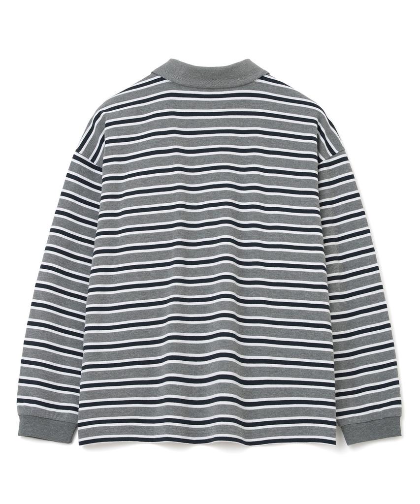 MILLO ARCHIVE Elmo Striped Collared T-Shirt [Deep Gray]