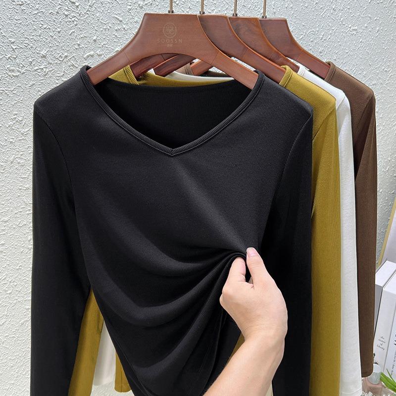 Modal women's summer and autumn new thin solid-color top, soft mask bottoming shirt, women's inside