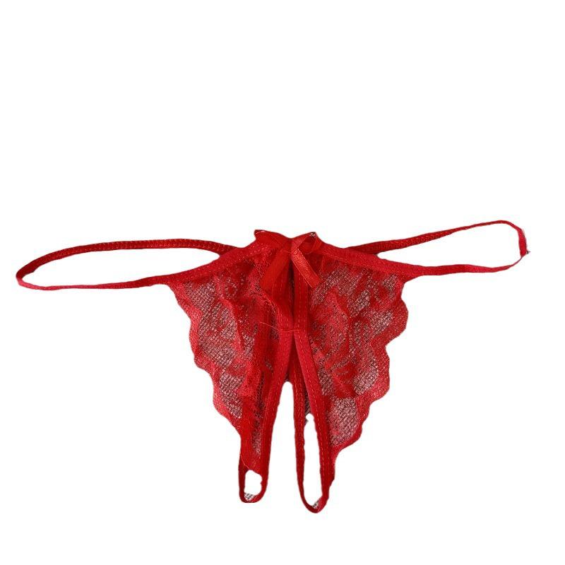 Seductive Lace Butterfly T-Back Open Crotch Lingerie Panties