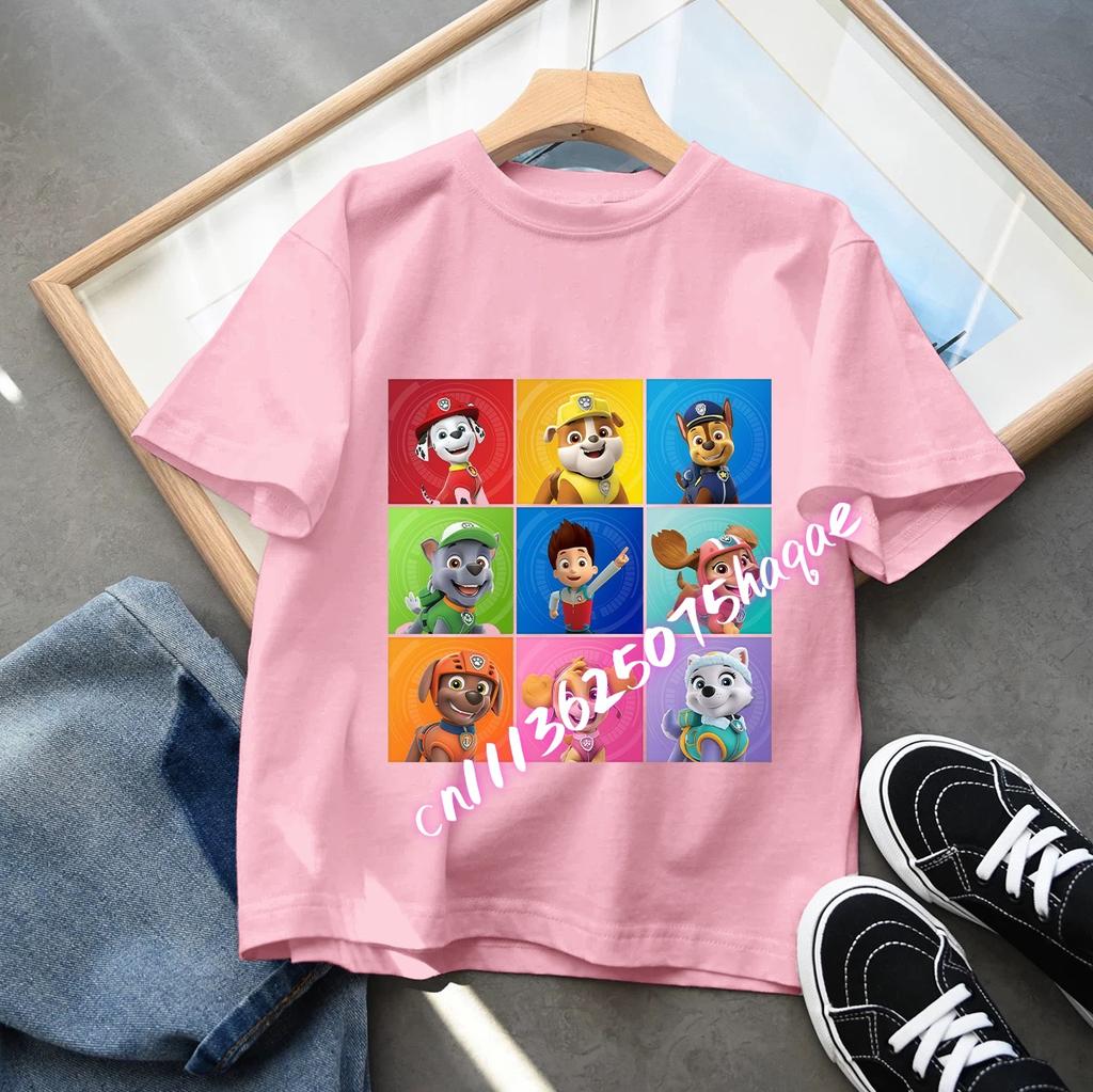 New PAW Patrol Children's Cotton Short-Sleeved Boys' Sports Shirt Girls' Casual Top Cartoon Print Summer T-Shirt Cartoon Print