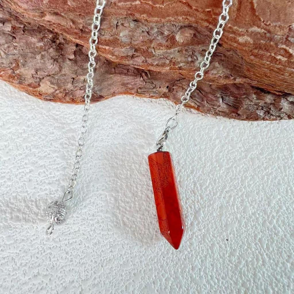 Natural Stone Hexagonal Pendant Necklace - Large Crystal Bullet Clavicle Chain for Women