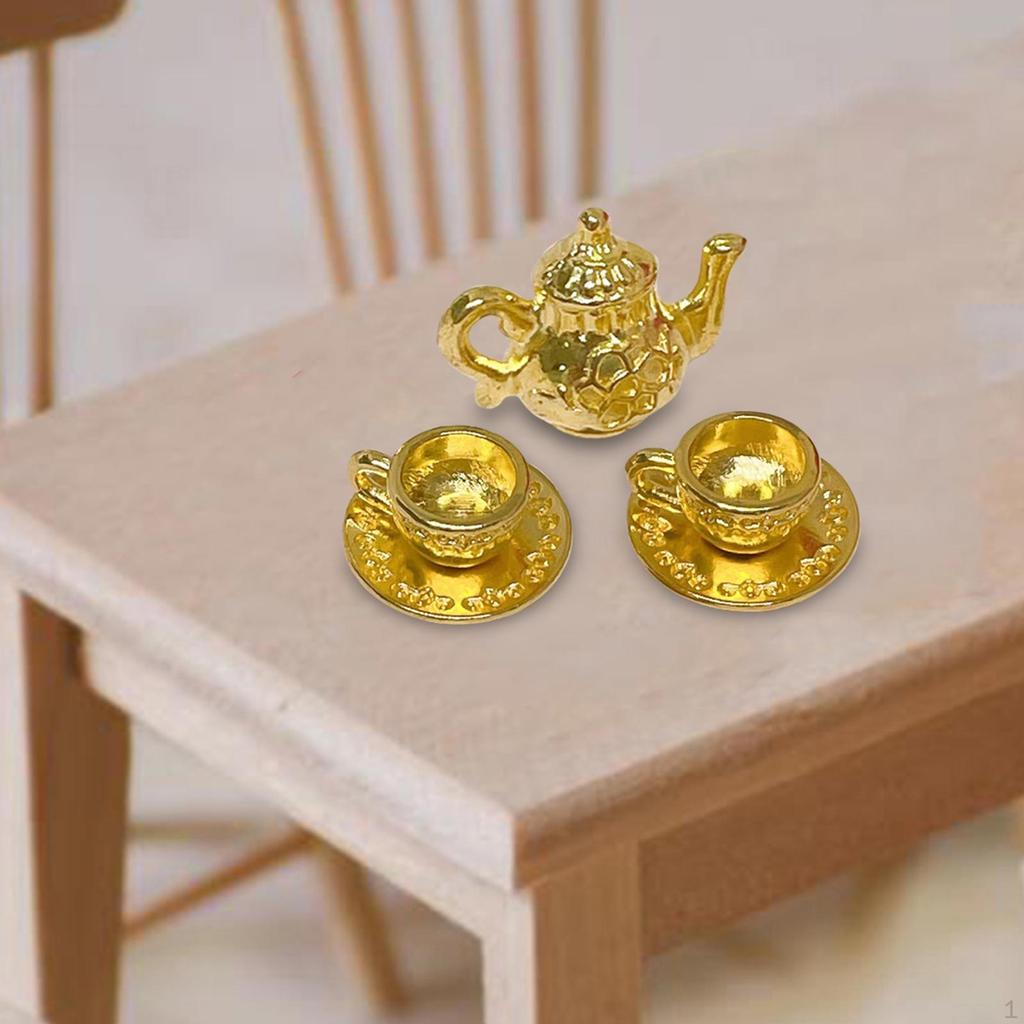 1/6 1/12 Dollhouse Mini Coffee Pot Cup Kitchen Appliance Scenes Miniature Teapot Model Simulation