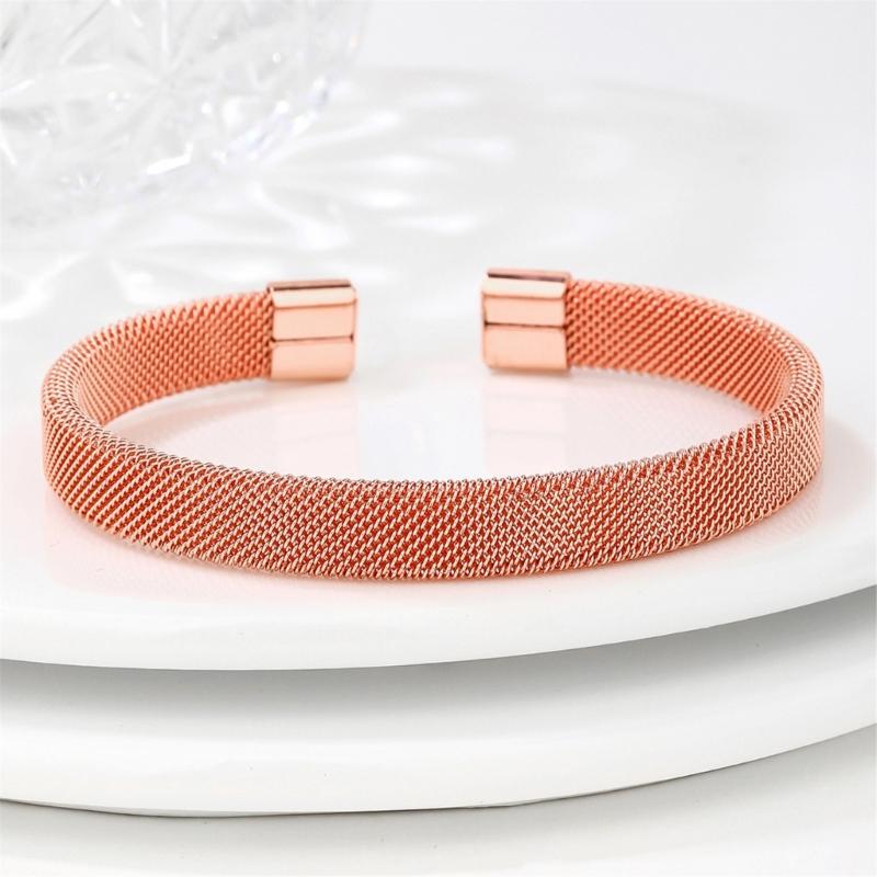 Edelstahl C-förmiges Netz Offenes Armreif Armband Modeschmuck Geschenk Unisex C-förmiger Armreif für Damen Herren