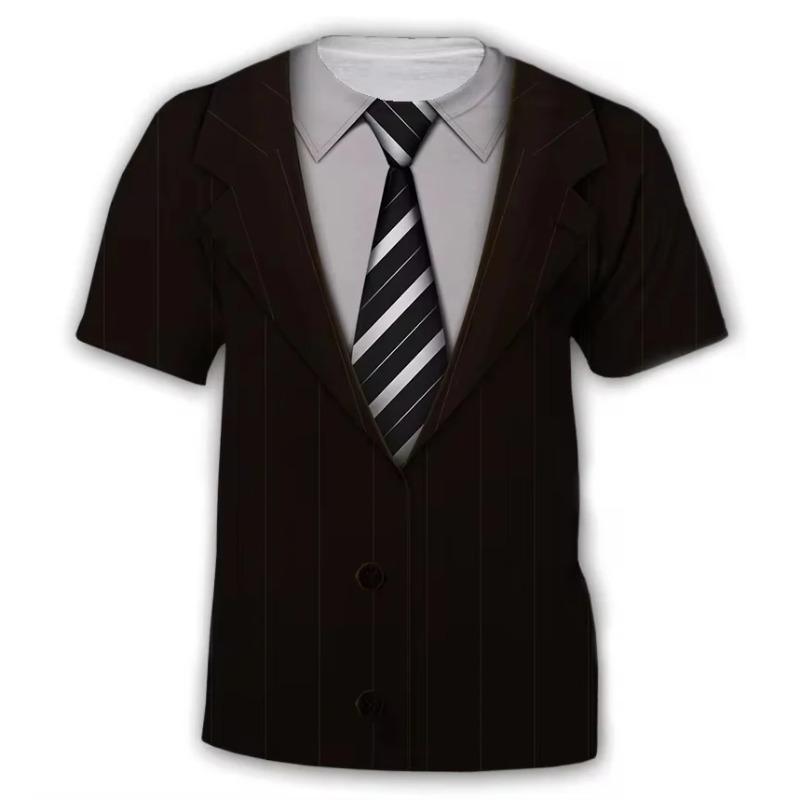T-shirt con Stampa 3D a Righe, Collo Tondo, Maniche Corte, Moda Divertente, Nuove T-shirt Estive