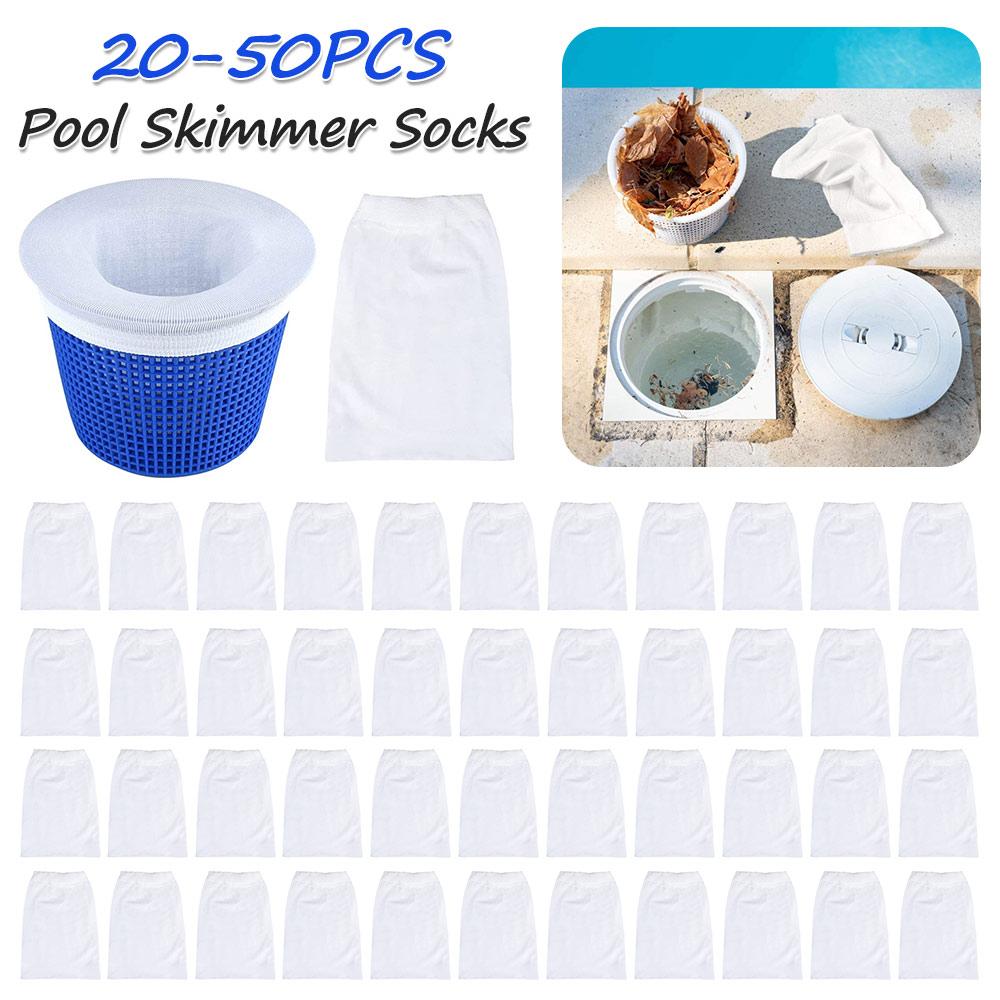 20-50PCS Pool Filter Baskets Cleaner Reusable Pool Skimmer Storage Socks Debris Leaves Catcher for In-Ground Above Ground Pools