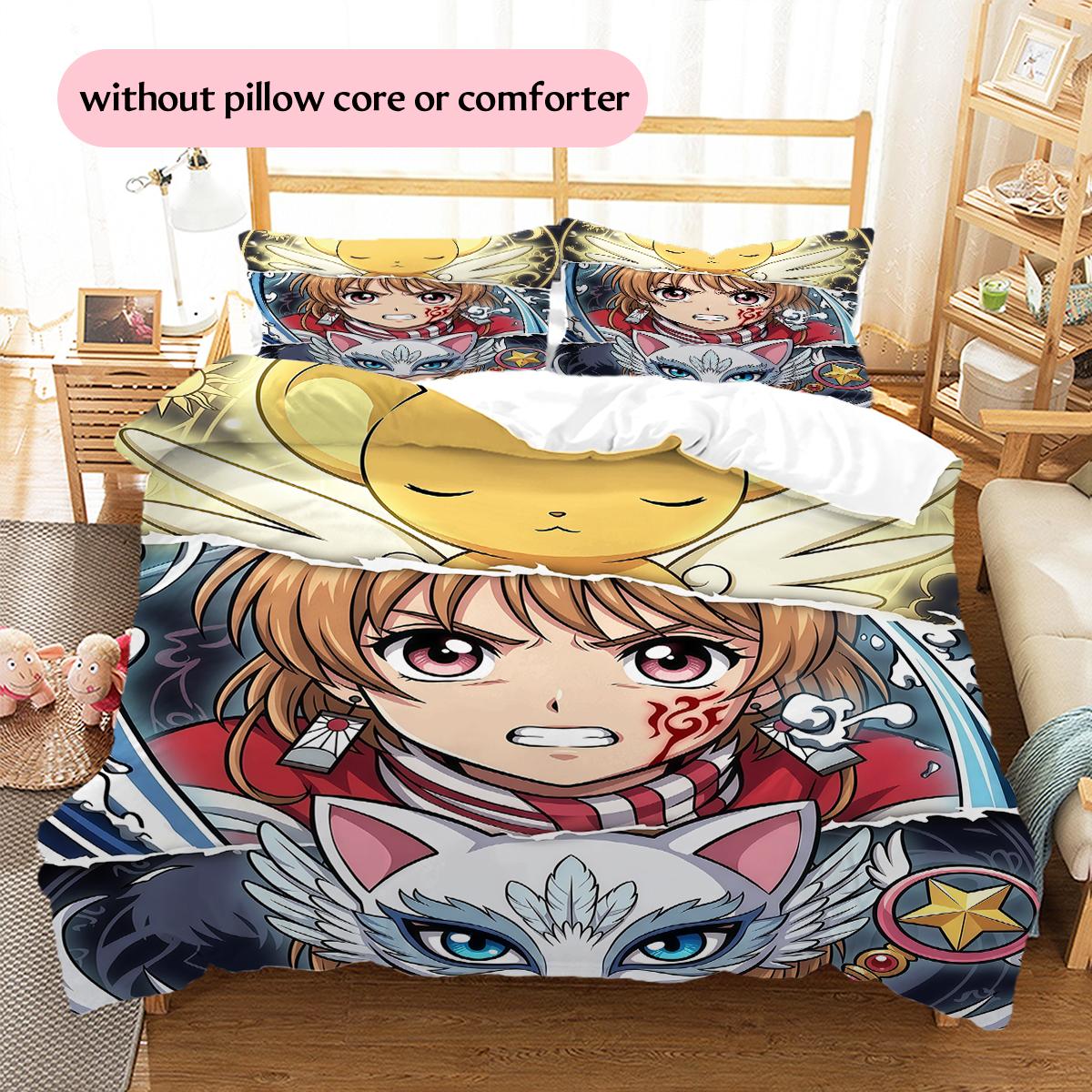 

Cardcaptor Sakura splicing Pattern Bedding Quilt Set Home Decoration Gift (1 * duvet cover + 2 * pillowcase without core) 135x200cm