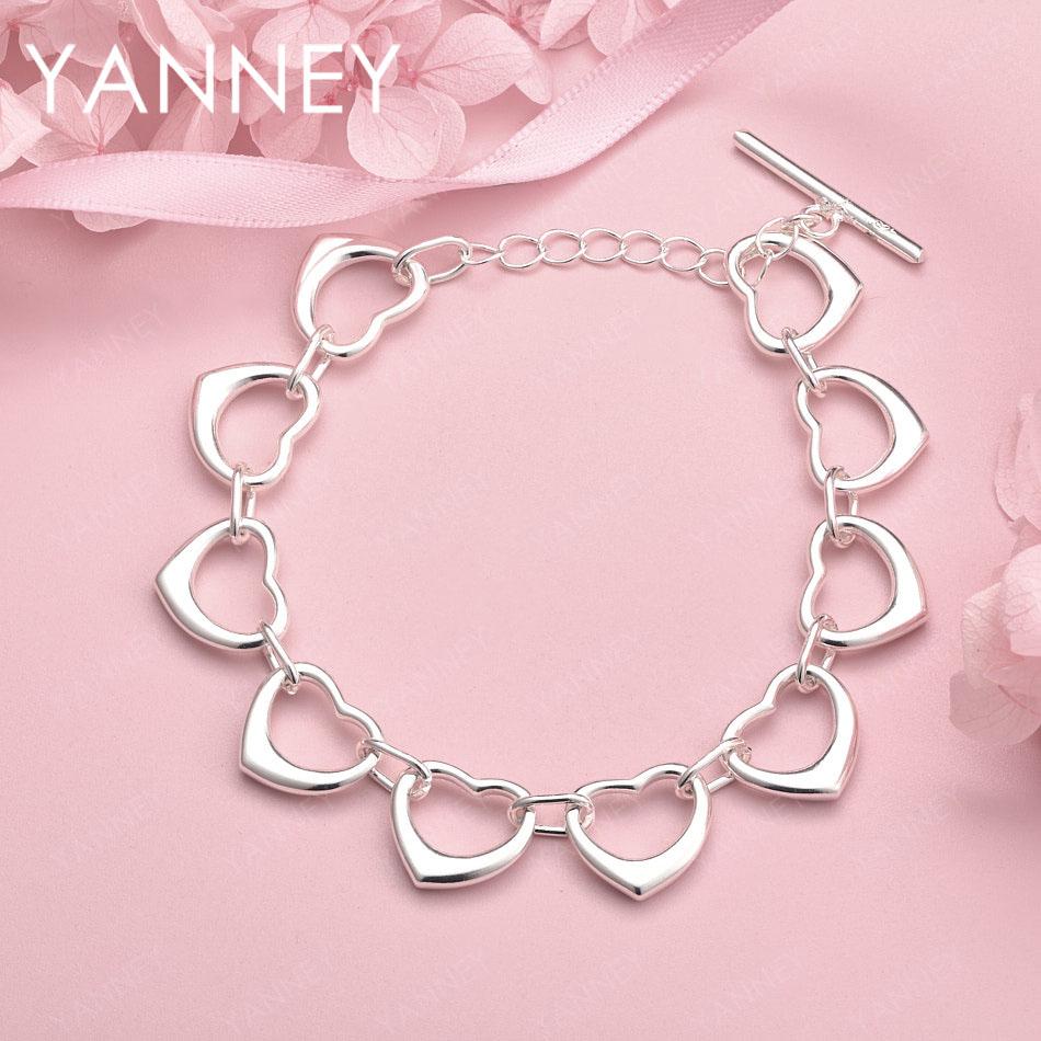

925 Sterling Silver 8-inch Delicate Heart-Shaped Bracelet for Women, a Fashionable Wedding Gift and Jewelry