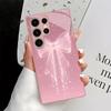 Pink bow design glass phone case suitable for Samsung Galaxy S26 S25 S24 S23 S22 S21 S20 FE/Ultra/Plus shockproof back cover