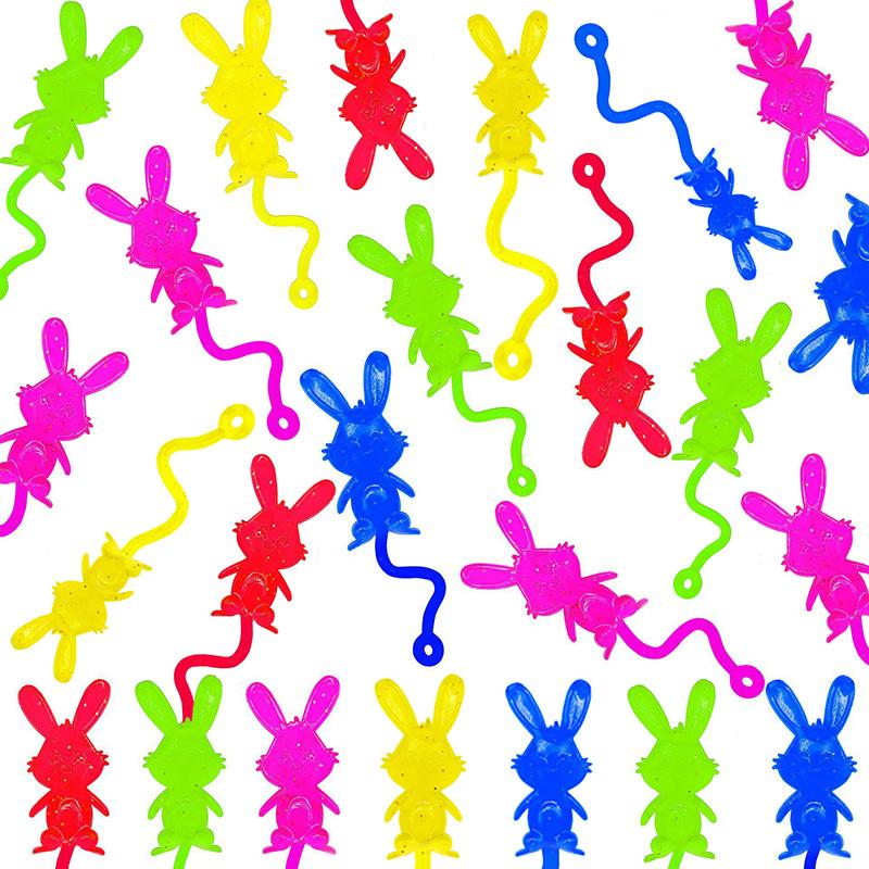 

12/24Pcs Cute Rabbit Easter Elastic Sticky Palm Toy for Kids Birthday Party Favors Goodie Bag Stuffers Happy Easter Bunny Gifts 12Pcs