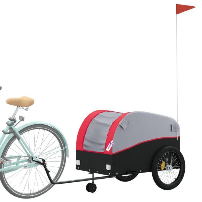 VidaXL Bicycle Trailer, Transport Cart with Hitch Bar, Bicycle Trailer with Flag for Luggage, Black 94153