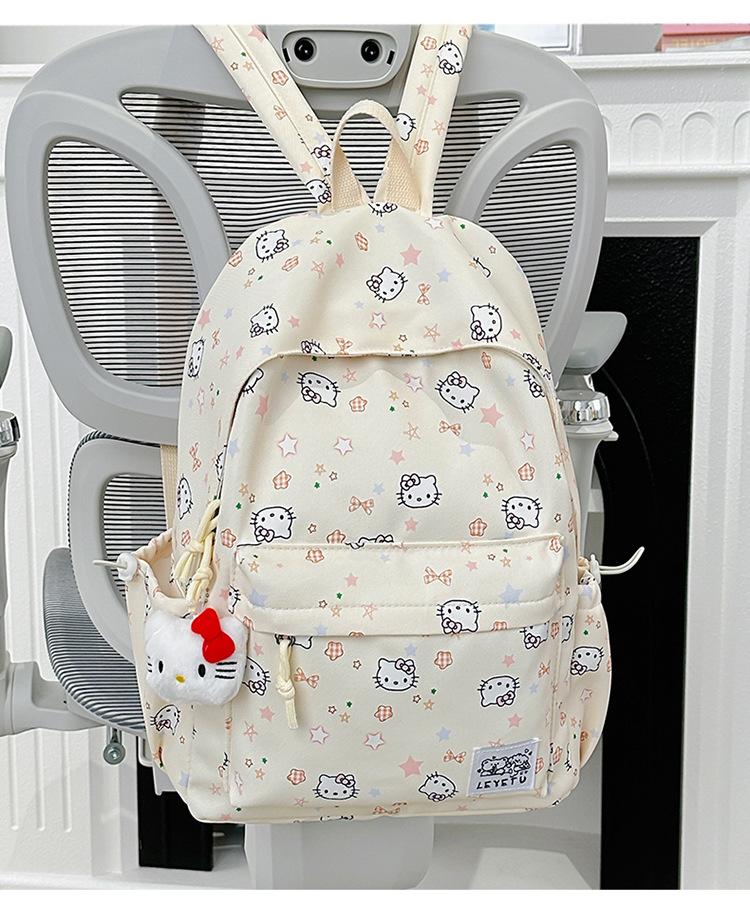 Schoolbag New Hellokitty Printed Backpack Female Korean Version Ins Style Cute Girl Heart Junior High School Casual Backpack