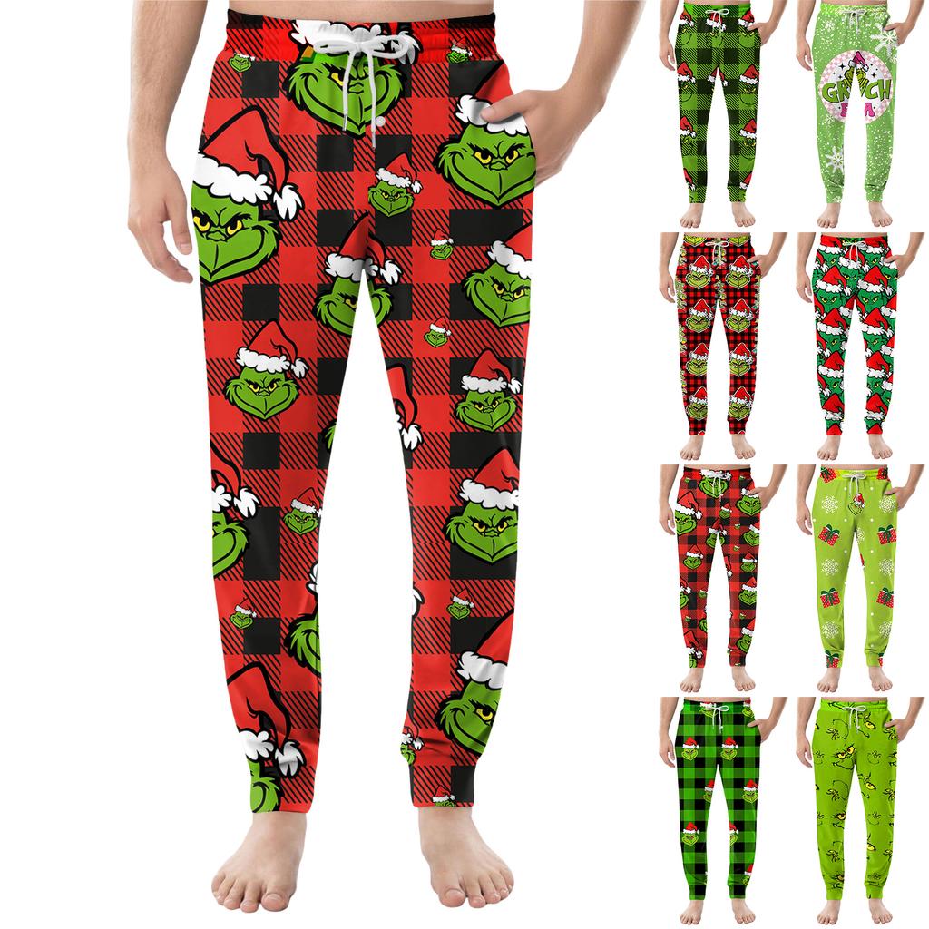 Men's Drawstring Pocket Cuffed Casual Pants Home Sleep Pants