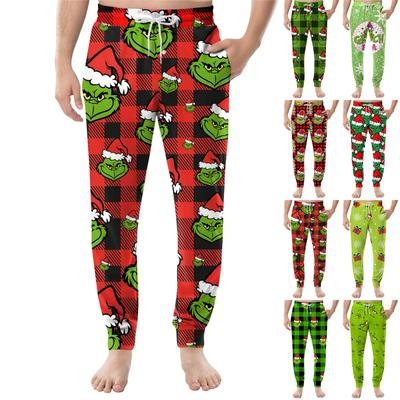 Calças Casuais Masculinas com Cordão, Bolso e Punho para Casa/Dormir