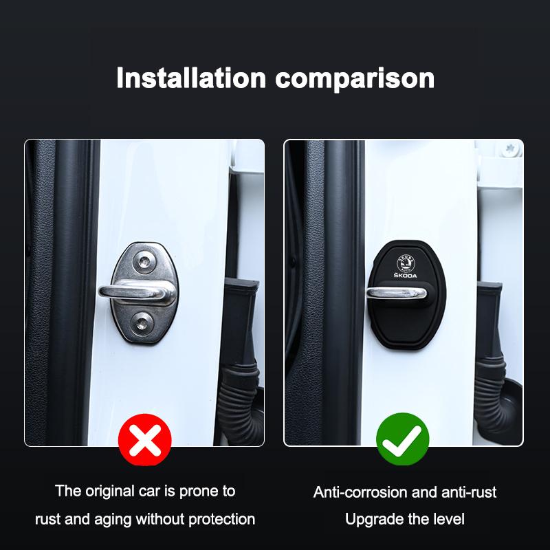 4pcs Car Silicone Door Lock Cover Protective Sticker For Skoda S Fabia Rapid Superb Octavia A5 a7 2 Kodiaq Scala VRS Accessories fsjn24