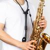 Saxofonový ramenní postroj Nastavitelný saxofonový dvojitý ramenní krční popruh s kovovým otočným hákem pro saxofon barytonový klarinet