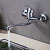 Chrome Taps for Kitchen Sink Basin Faucets Kitchen Tap Dual Hole Wall Mounted Hot Cold Tap Kitchen Mixer Bathroom Faucet