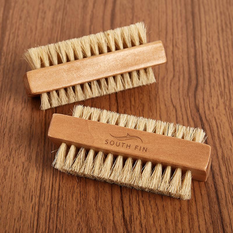 Wooden Nail Brush Scrubbing Finger Toe Washing Up Double Sided Bristles Square