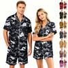 Couple Matching Halloween Pajama Set Short Sleeve Button Down Shirt with Hem and Shorts Soft Casual Sleepwear S-XXXXL