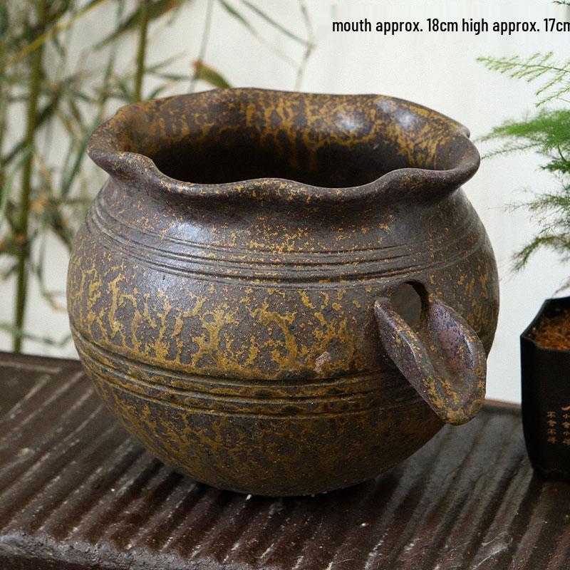 Waterfall Landscape Ceramic Fish Tank: Eco-Friendly Flowing Water Ornament with Filter for Balcony or Home Use.