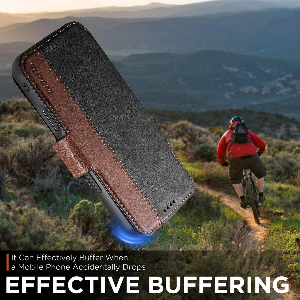 Capa de Couro Magnética Flip para iPhone 17 Pro Max/Samsung S25U com Carregamento Sem Fio