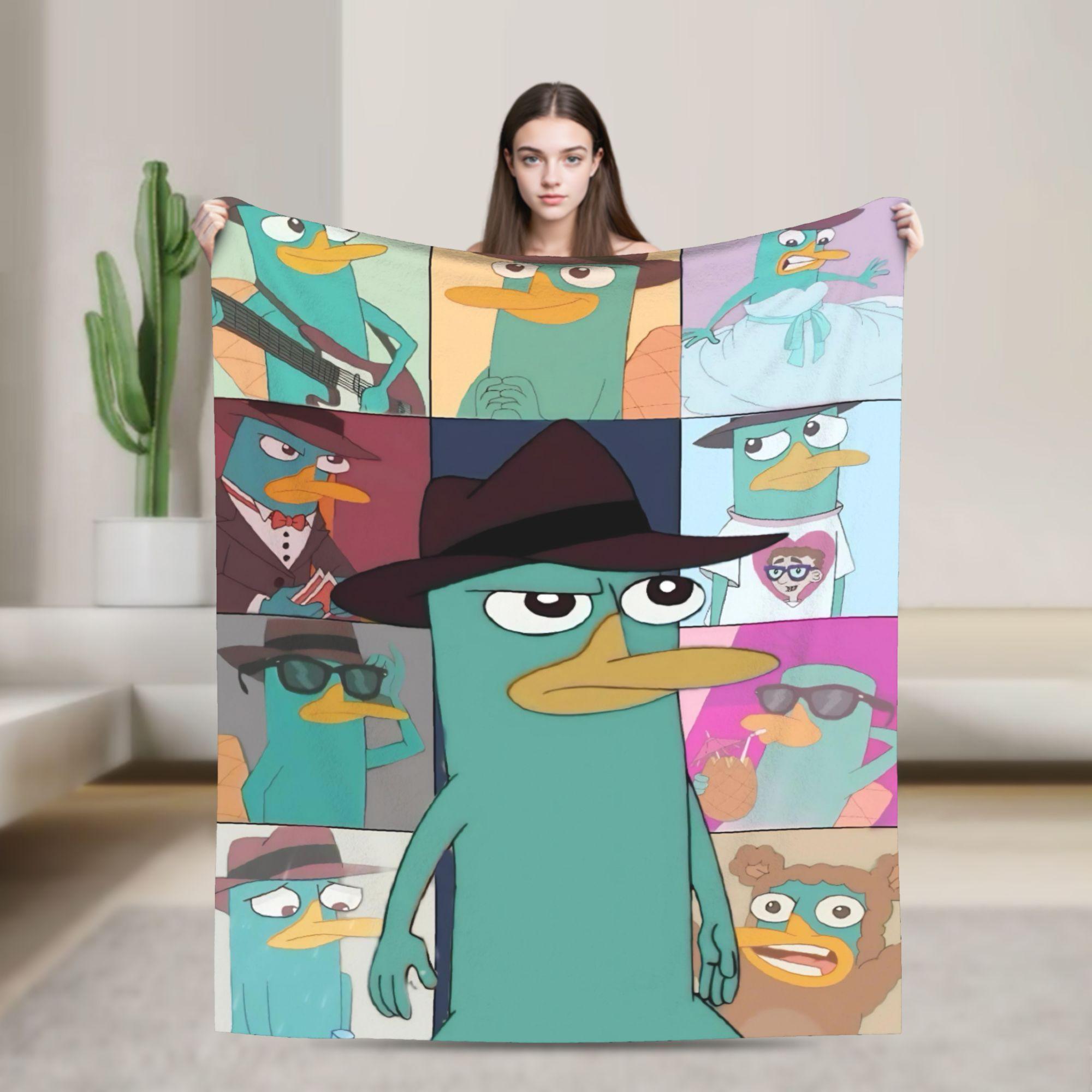 

Perry the Platypus Flannel Blanket Spring Phineas and Ferbs Warm Soft Bedding Throws for Children Living Room Fluffy Bedspread 75x90cm