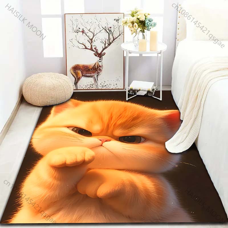 1PC Cute angry cat Pattern Carpet for Bedroom Living Room Bedside Sofa Floor Mat Modern Home Decor Area Rug Luxury Gift