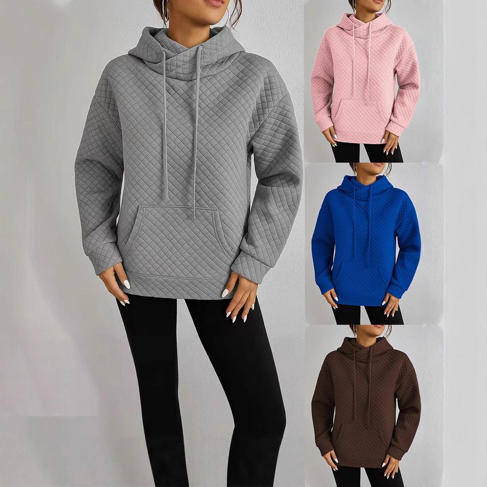 Casual Hooded Long Sleeve Pullover with Pocket Mesh Fabric Multicolour Womens Sweatshirt Comfortable Casual Style Trendy Versatile for Spring Autumn