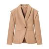 Counter Same Zbzr Autumn New Women clothes Western Style Fashion Simple V-neck Suede Single Buckle Blazers