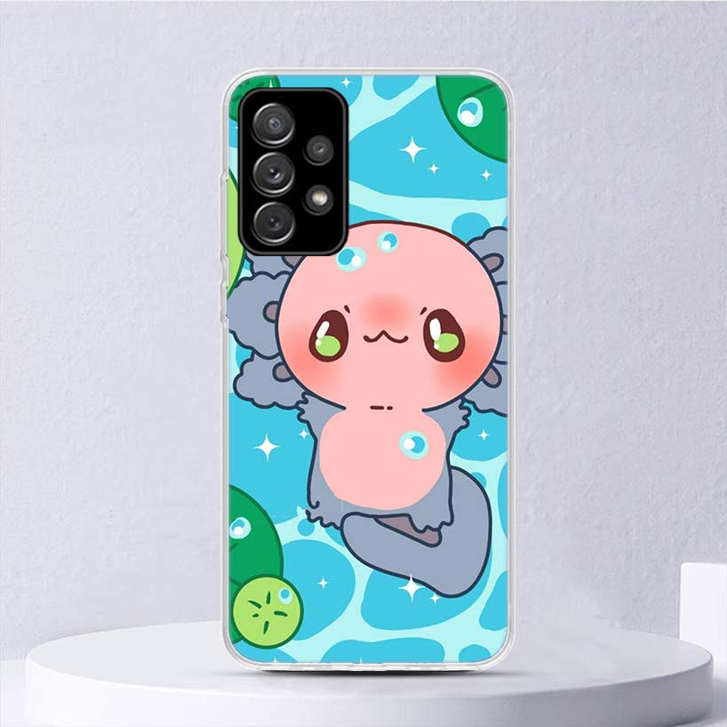 Cute Axolotl Kawaii Soft Case For Samsung Galaxy A52 A42 A32 A22 A12 A02S Phone Cover A50 A51 A70 A71 A41 A31 A21S A40 A30 A20E