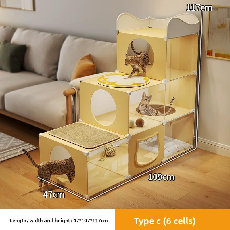 Multi-Level Cats Condo Space Saving Cat Climbing Frame Compact Cat Activity Center for Small Apartments All-in-One Cats Tower