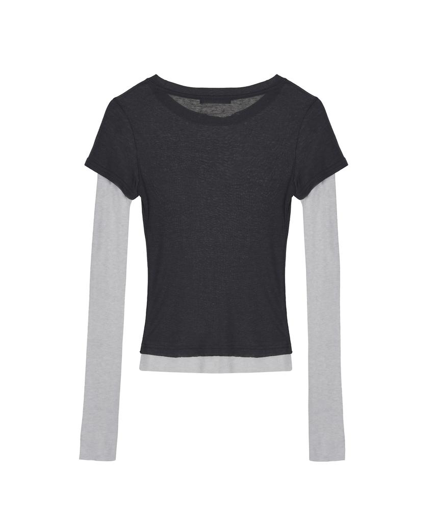 NICK&NICOLE Contrast Layered Top_Charcoal
