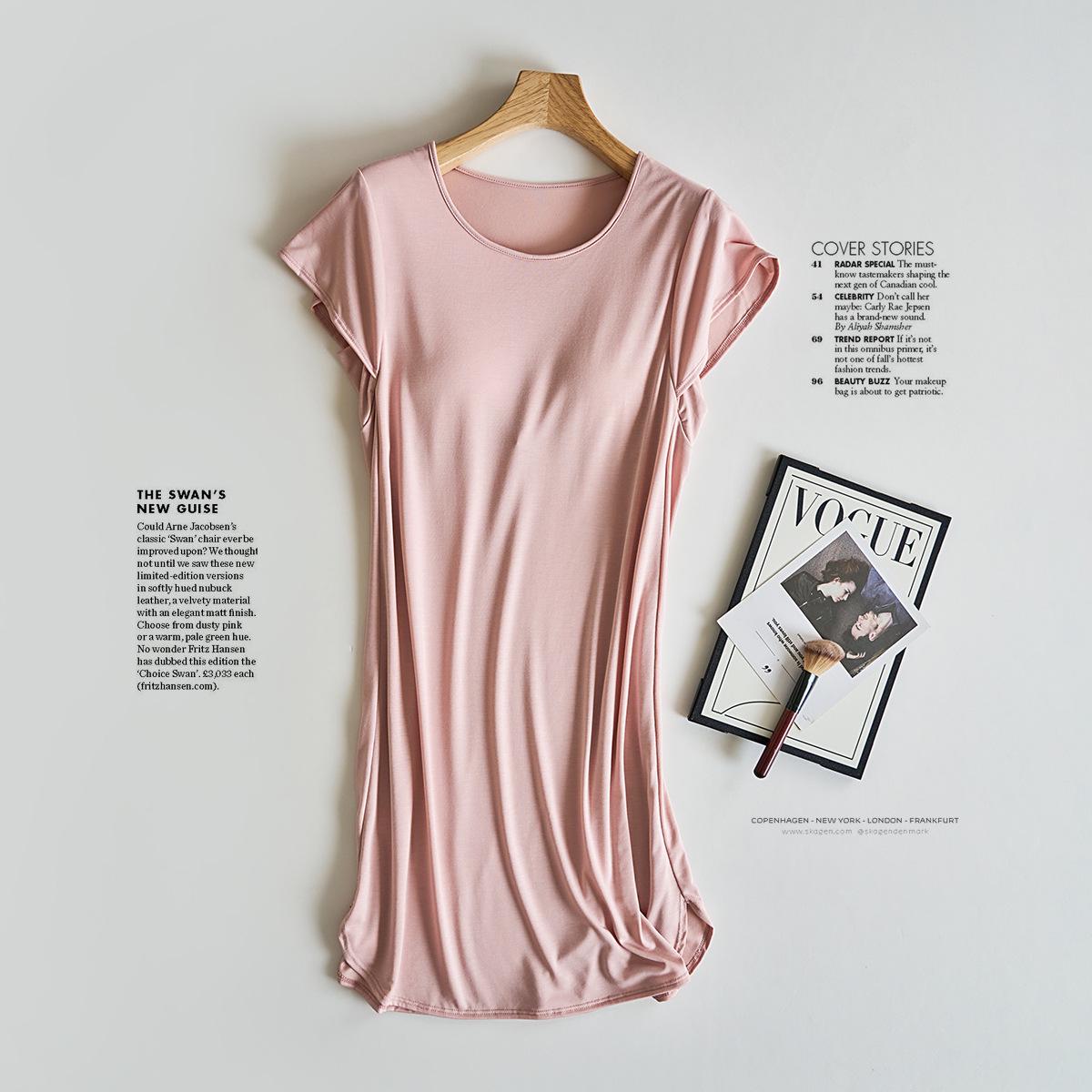 

Cool Ice Silk Coconut Oil-Infused Ribbon Bra Nightdress - Women s Short Sleeve Summer Pajamas and Loungewear XXL