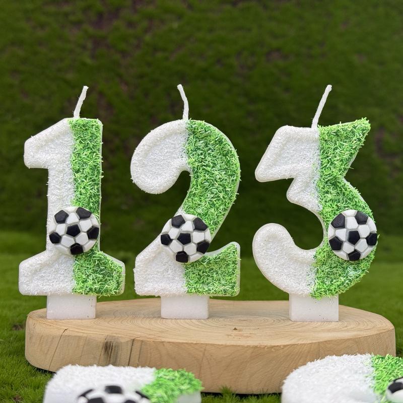 New Sports Football Digital Birthday Candle Cake Decoration First Birthday Celebration Handmade Digital Candle